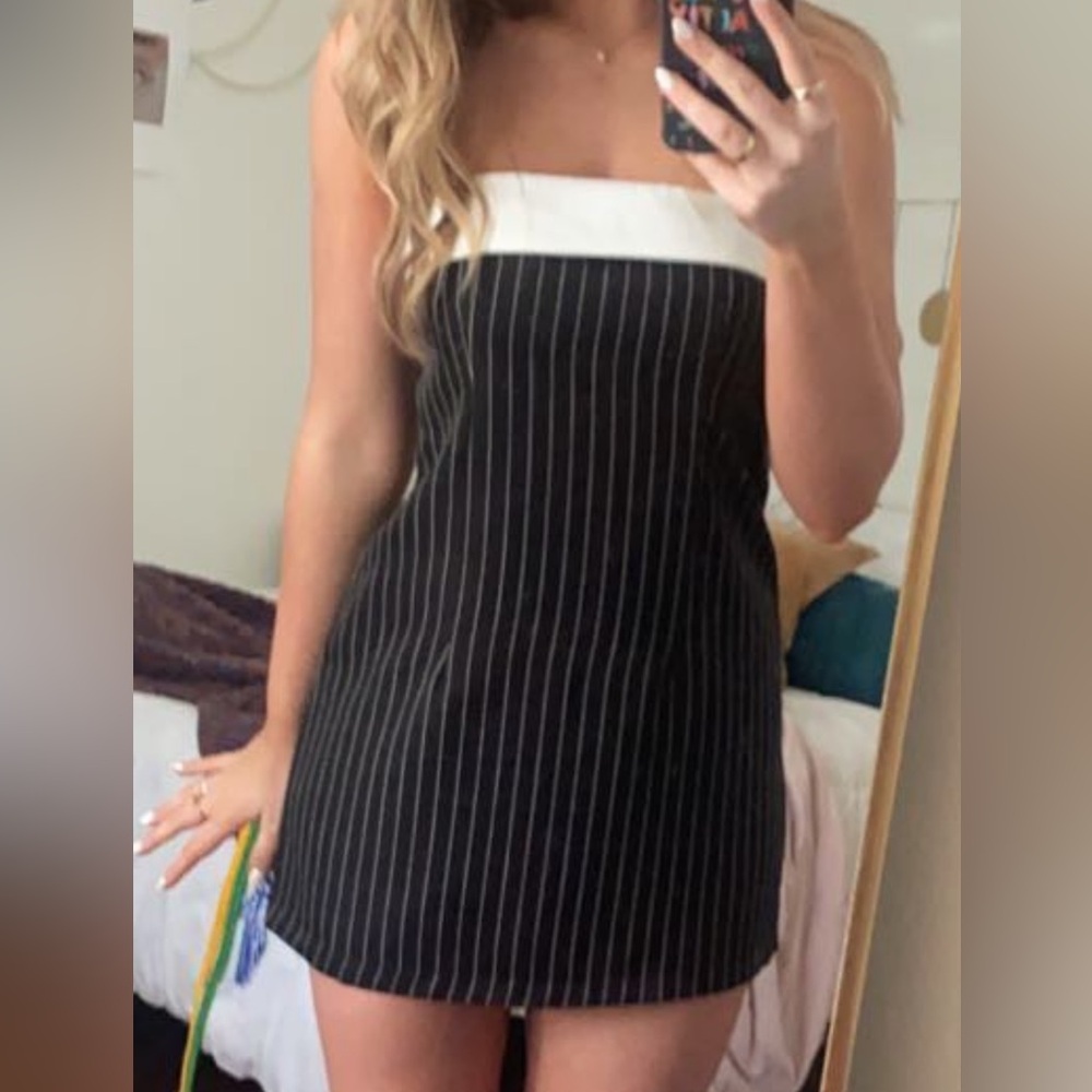 Hello Molly Black and White Striped Romper🤍🖤